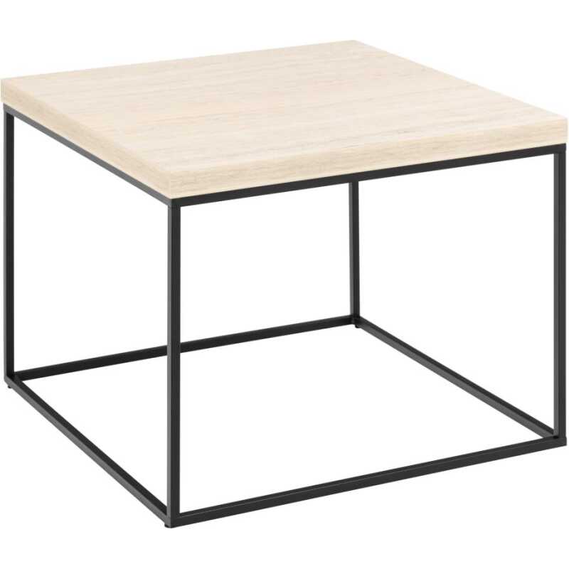 ACT NORDIC Barossa soffbord, fyrkantigt - beige papperstravertinlook och svart stål