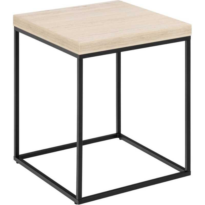 ACT NORDIC Barossa soffbord, fyrkantigt - beige papperstravertinlook och svart stål
