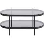 ACT NORDIC Bayonne soffbord, w. 1 hylla, oval - rökt glas och svart metall