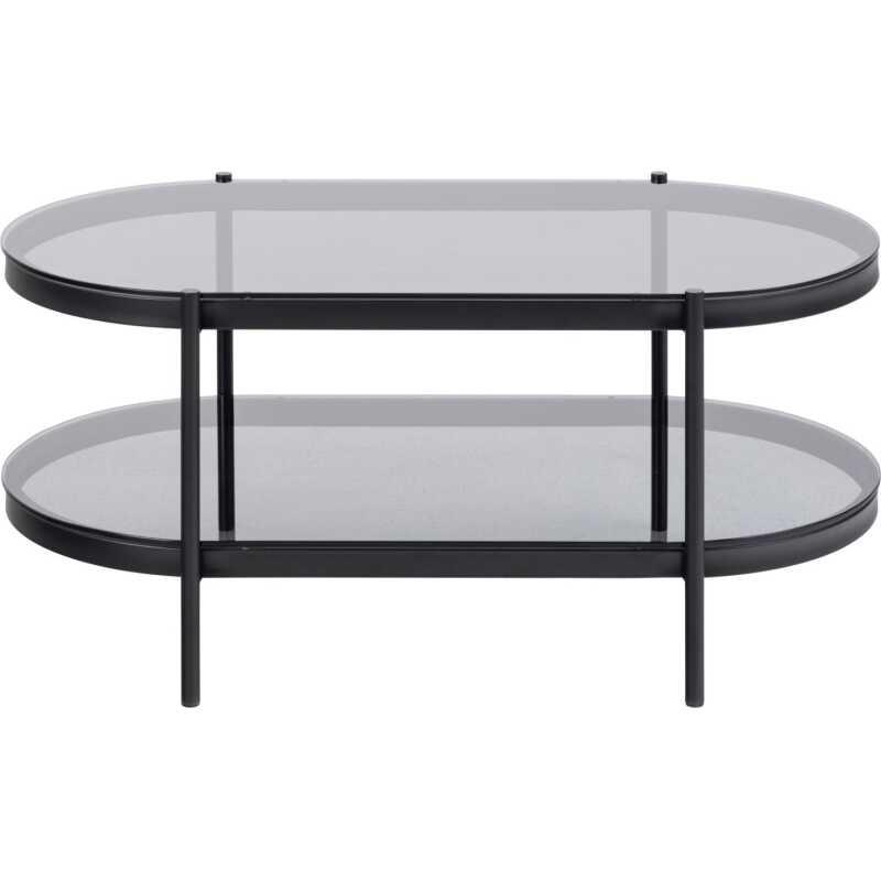 ACT NORDIC Bayonne soffbord, w. 1 hylla, oval - rökt glas och svart metall