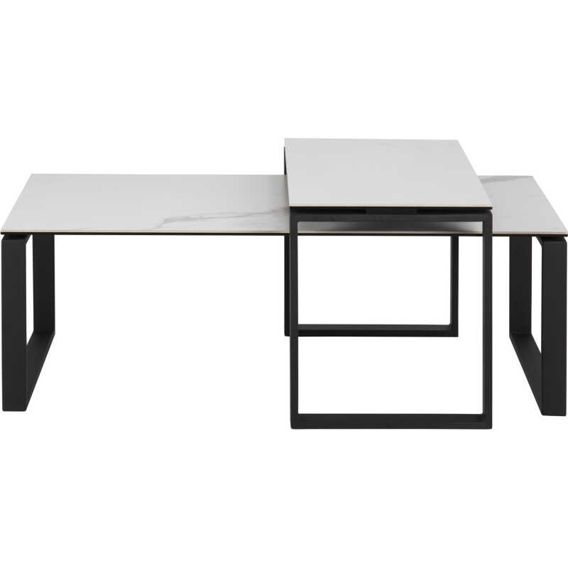ACT NORDIC Katrine Soffbordsset - Vitt Glas / Keramik och Svart Metall ACT NORDIC Katrine Soffbordsset - Vitt Glas / Keramik och Svart Metall