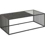 ACT NORDIC Strington soffbord, rektangulärt - svart marmor melamin/rökfärgat glas och svart metall