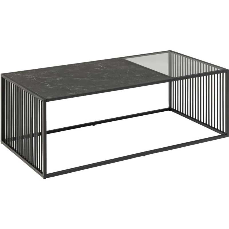 ACT NORDIC Strington soffbord, rektangulärt - svart marmor melamin/rökfärgat glas och svart metall ACT NORDIC Strington soffbord, rektangulärt - svart marmor melamin/rökfärgat glas och svart metall