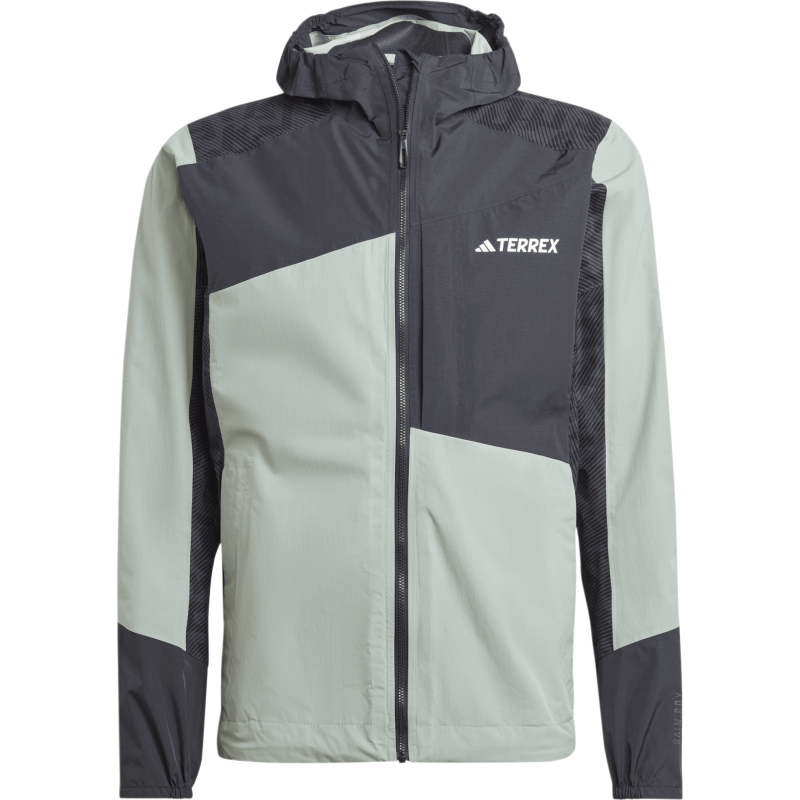 Adidas Men's TERREX Xperior Hybrid Rain Jacket Silver Green/Black Adidas Men's TERREX Xperior Hybrid Rain Jacket Silver Green/Black