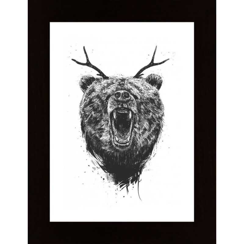 Angry Bear With Antlers Poster