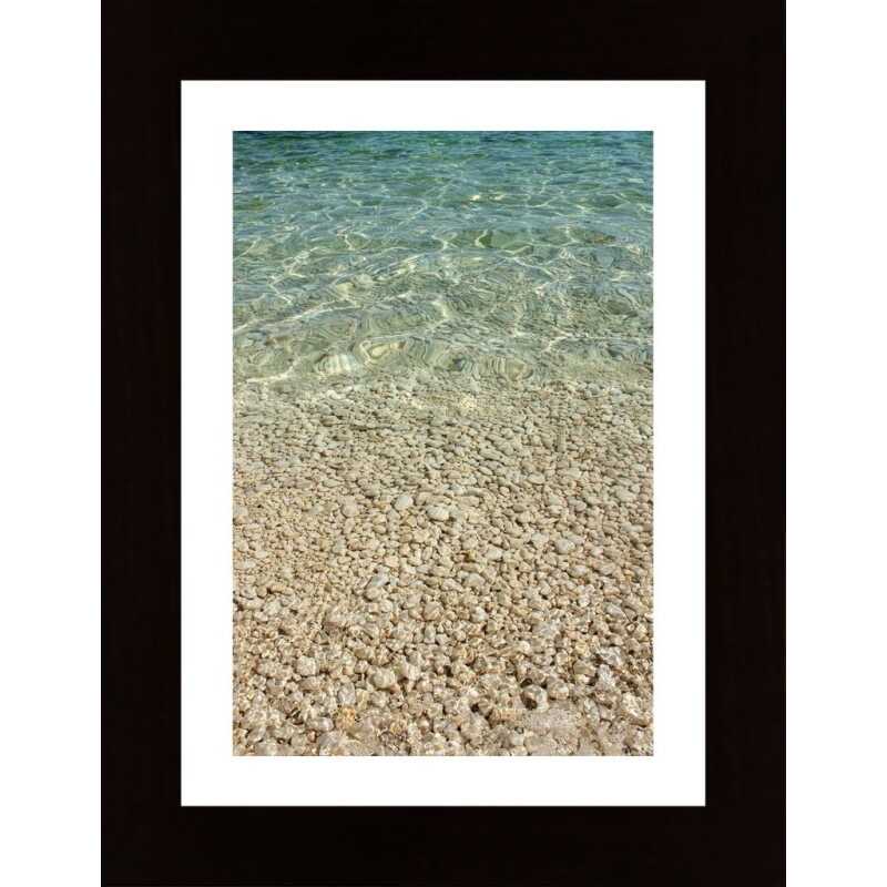 Aqua Ocean And Golden Pebbles Poster