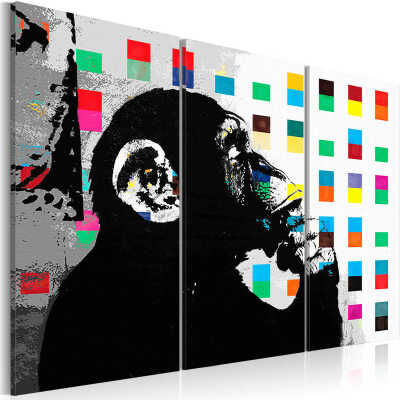 Artgeist bild - The Thinker Monkey av Banksy, på duk 120x80