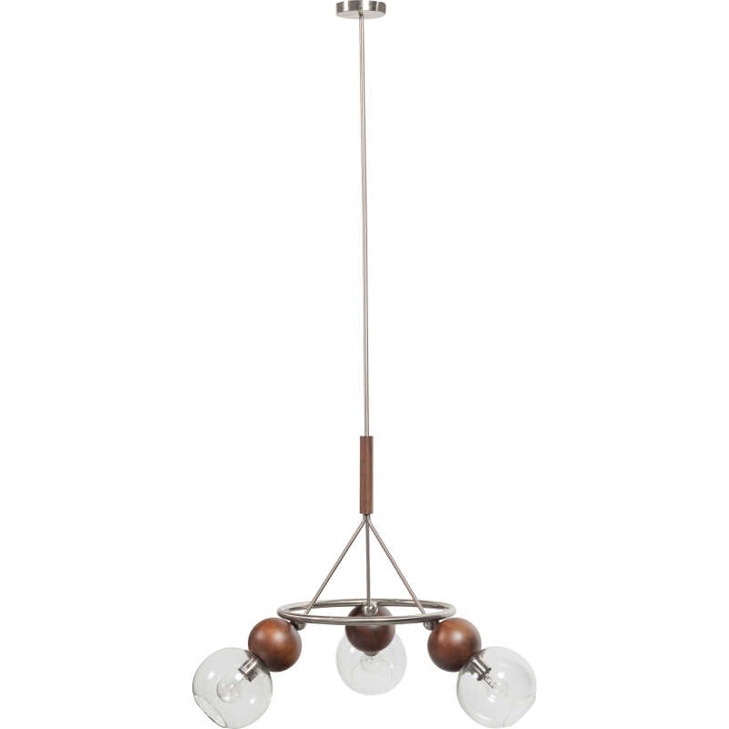 BEPUREHOME Babble taklampa, w. 3 glödlampor - metall, brunt valnötsträ och klart glas BEPUREHOME Babble taklampa, w. 3 glödlampor - metall, brunt valnötsträ och klart glas