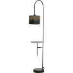 BEPUREHOME Blackout golvlampa, m. hylla - svart järn med antik mässingsfinish