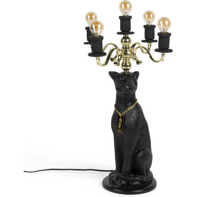 BOLD MONKEY Proudly Crowned Panther golvlampa - guldplätering och svart harts