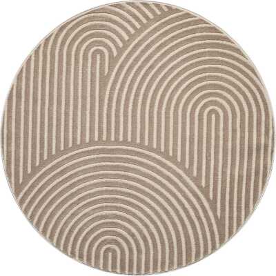 Bella Zen Mörkbeige Rund 120 cm Wiltonmatta