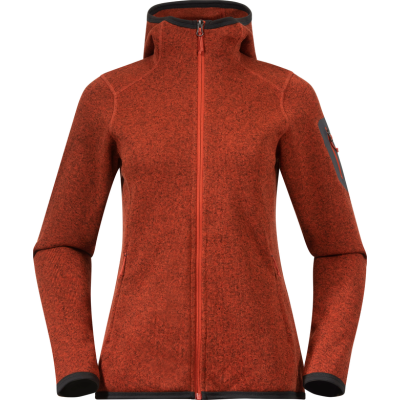 Bergans Women's Kamphaug Knitted Hoodie Brick