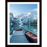 Boats On The Mountain Lake Poster