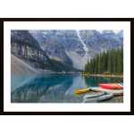 Canoes On The Mountain Lake Poster