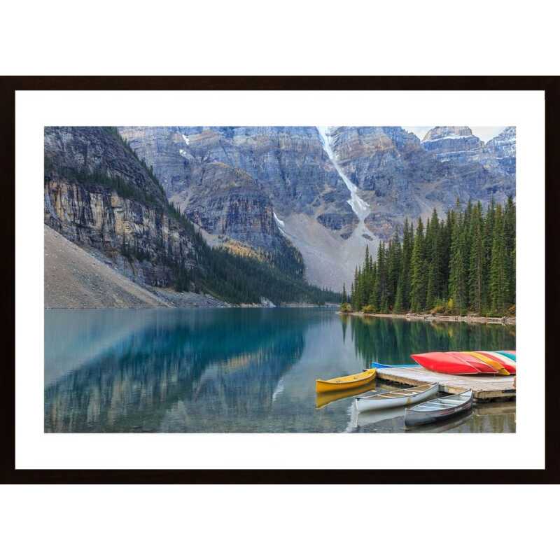 Canoes On The Mountain Lake Poster