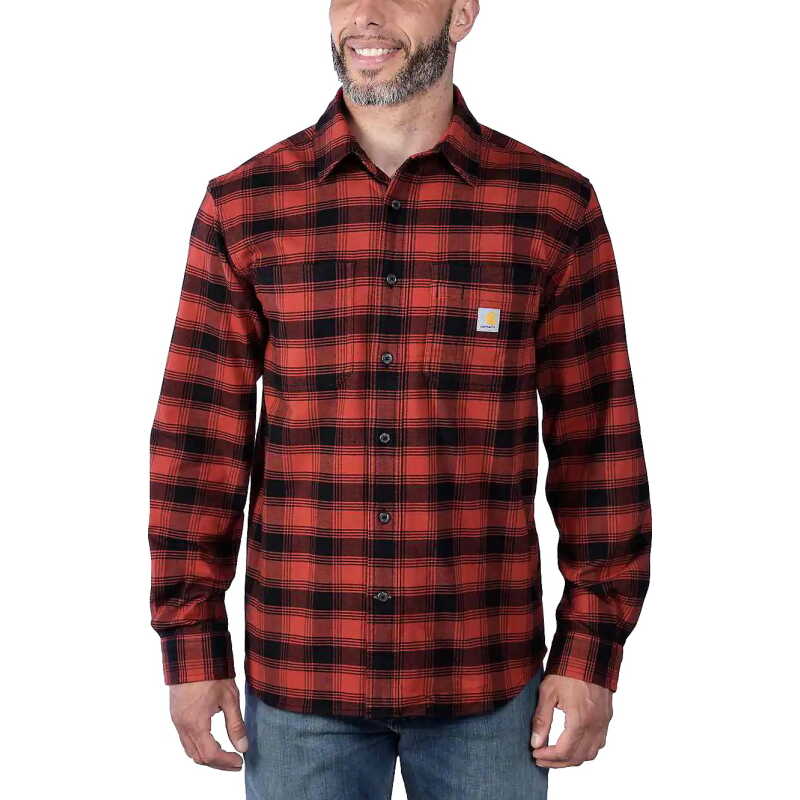 Carhartt Men's Flannel Long Sleeve Plaid Shirt Red Ochre