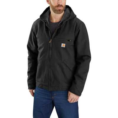 Carhartt Men's Washed Duck Sherpa Lined Jacket Black