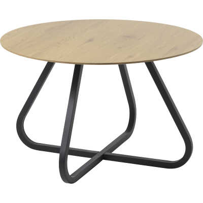 Cesura matbord, runt - naturlig ek laminat och svart metall