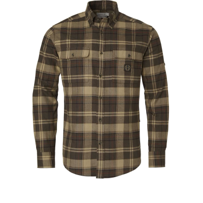 Chevalier Men's Heron Flannel Shirt Soil Brown Checked