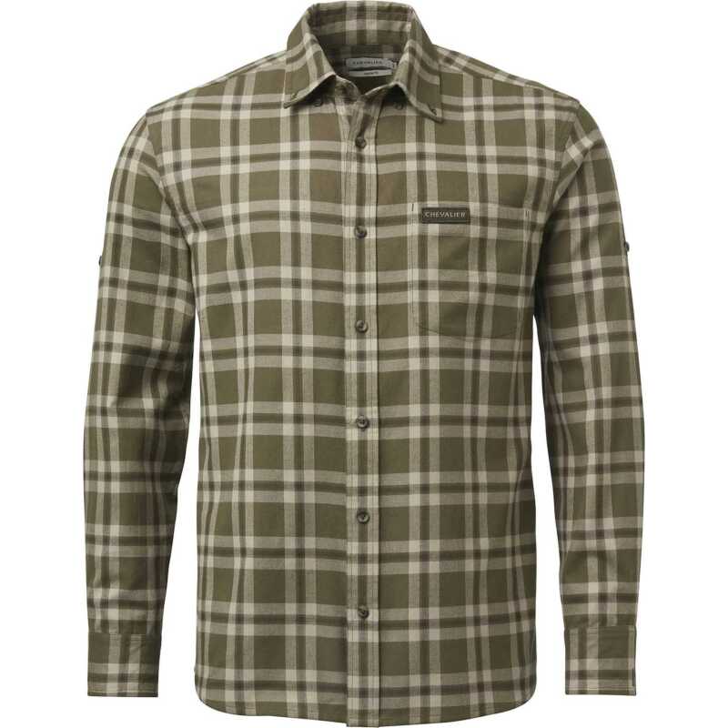 Chevalier Men's Teal Light Flannel Shirt Olive Green Checked