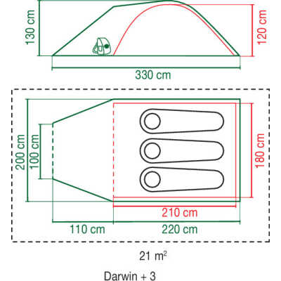 Coleman Tent Darwin 3+ Grey/Green