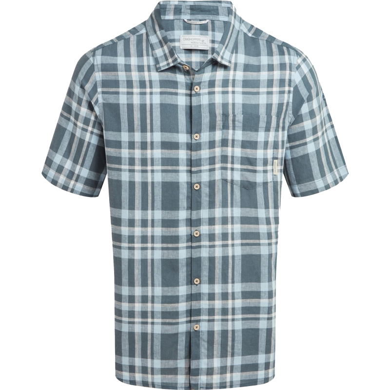 Craghoppers Men's Cartwright Short Sleeved Shirt Blue Stone Check Craghoppers Men's Cartwright Short Sleeved Shirt Blue Stone Check
