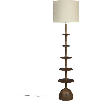 DUTCHBONE Cath golvlampa - linne och valnötsfärgat mangoträ