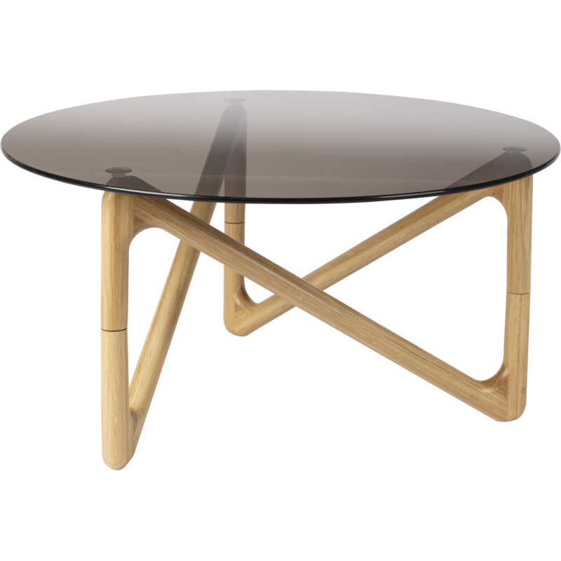 DUTCHBONE Naia soffbord, runt - rökt glas och naturlig ek