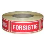 Etiketter med text: försiktig25x100mm 0,145kg (1st)