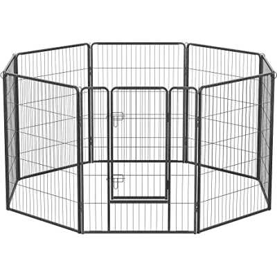 FEANDREA 8-panels lekhage för husdjur, kraftigt hundhägn, 77 x 100 cm, grå PPK81G