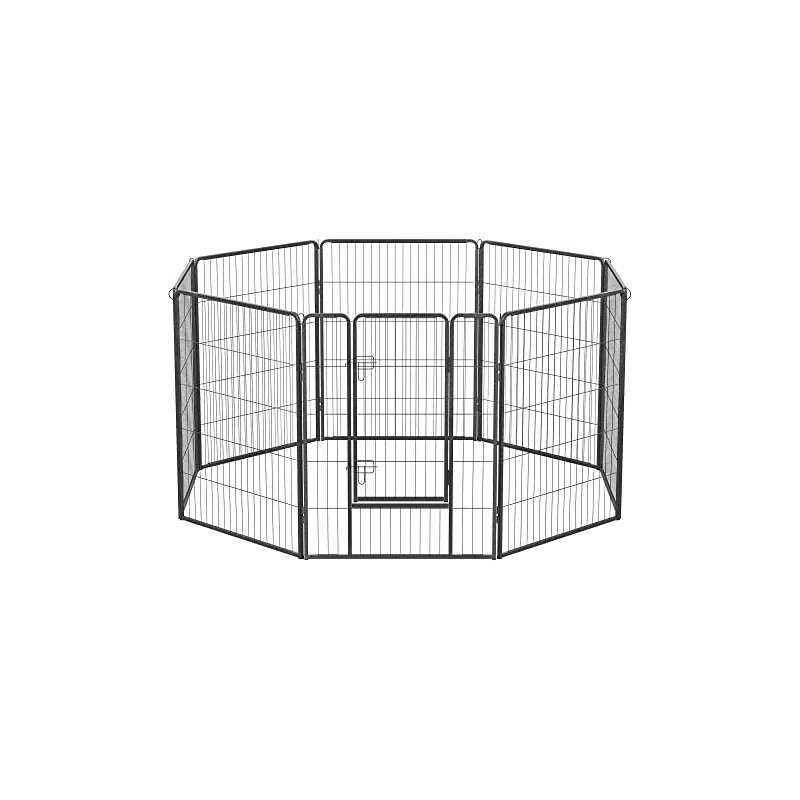 FEANDREA 8-panels lekhage för husdjur, kraftigt hundhägn, 77 x 100 cm, grå PPK81G