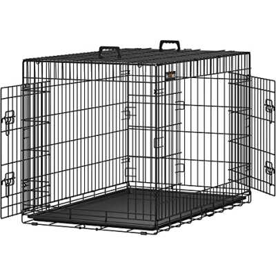 FEANDREA Hundbur, hopfällbar, 107 cm, 2 dörrar, XL, svart PPD42H