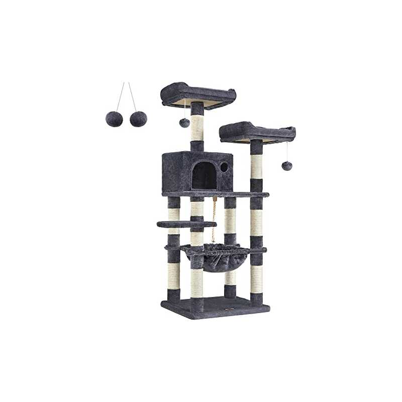 FEANDREA Kattorn, 2 sittpinnar med plysch, 143 cm, rökgrå PCT15GYZ