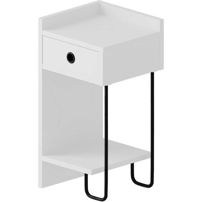 FUNZI LIVING Sirius sängbord, vänster, w. 1 hylla och 1 låda - vit melamin FUNZI LIVING Sirius sängbord, vänster, w. 1 hylla och 1 låda - vit melamin