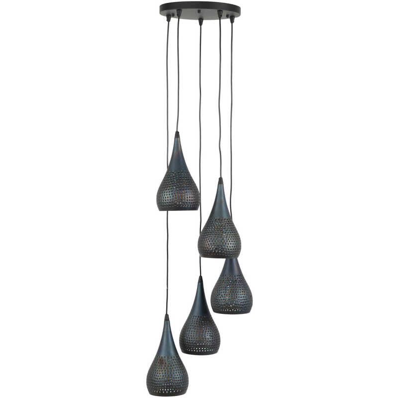 FURBO taklampa, w. 5 skärmar - svart brun metall