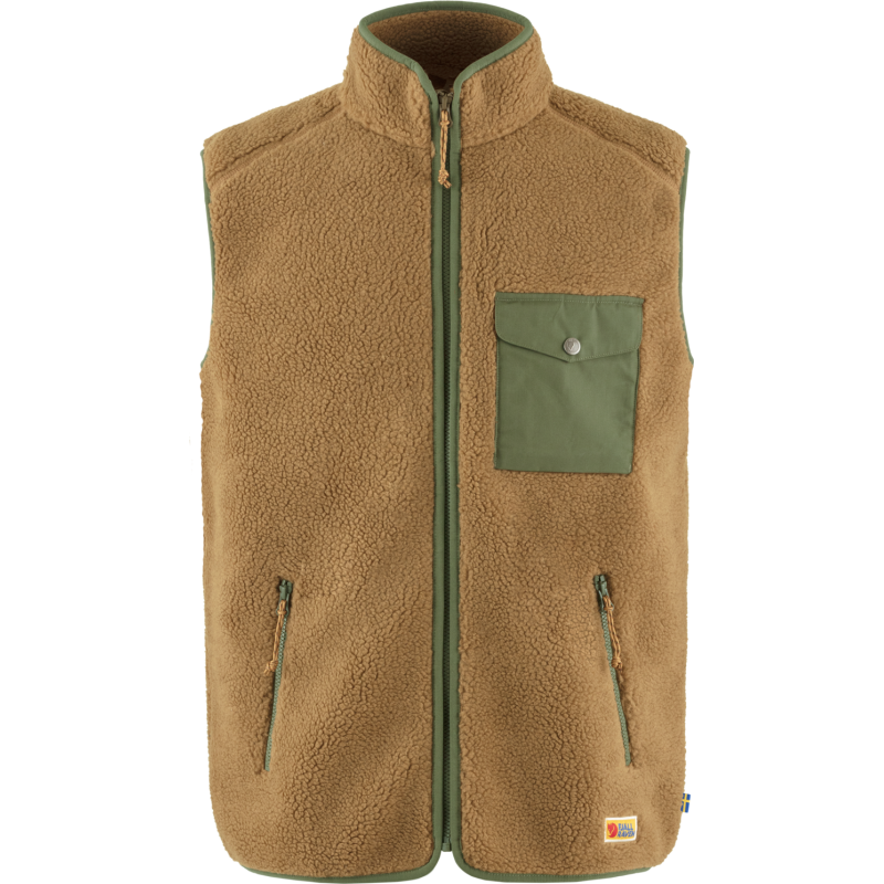 Fjällräven Men's Vardag Pile Fleece Vest Buckwheat Brown-Laurel Green Fjällräven Men's Vardag Pile Fleece Vest Buckwheat Brown-Laurel Green