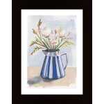 Fresh Flowers In A Striped Vase I Poster