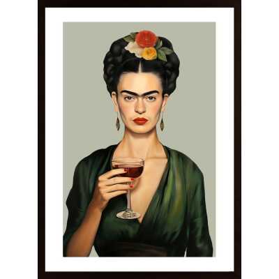 Frida Mit Weinglas Poster