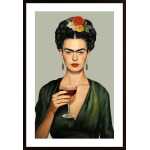 Frida Mit Weinglas Poster