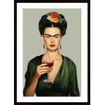 Frida Mit Weinglas Poster
