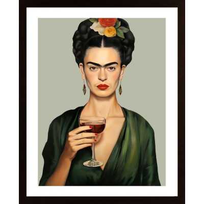 Frida Mit Weinglas Poster