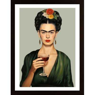 Frida Mit Weinglas Poster