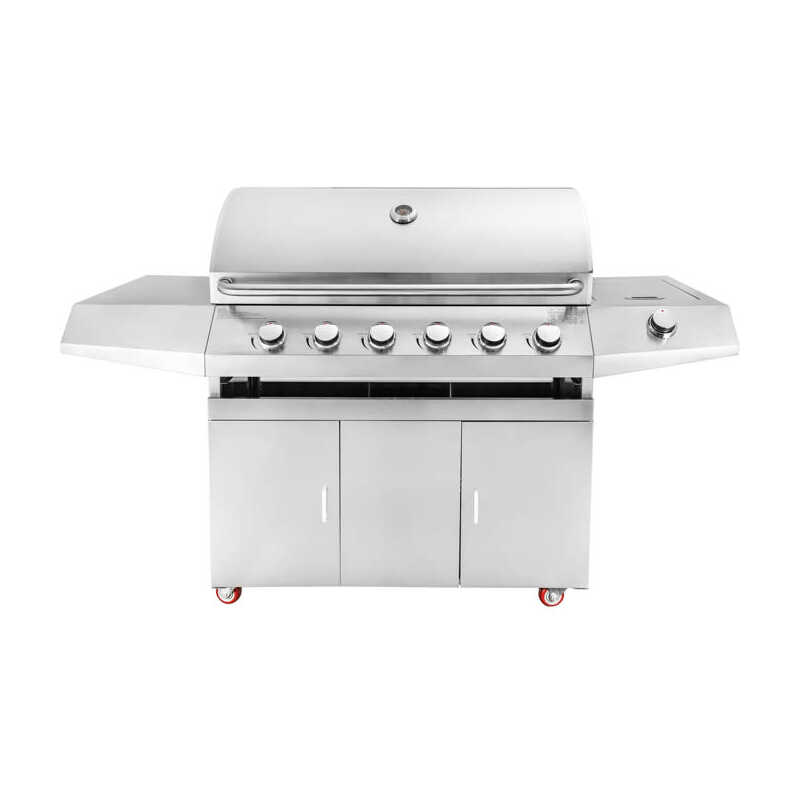 Fristående Gasolgrill med 6 brännare och sidobrännare Fristående Gasolgrill med 6 brännare och sidobrännare