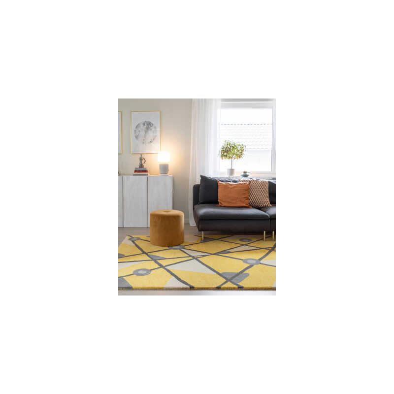 Geometry yellow - handtuftad matta