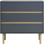 HOUSE NORDIC Bisley Byrå - Byrå, 3 lådor, målat trä, mörkgrå 80x40x80 cm