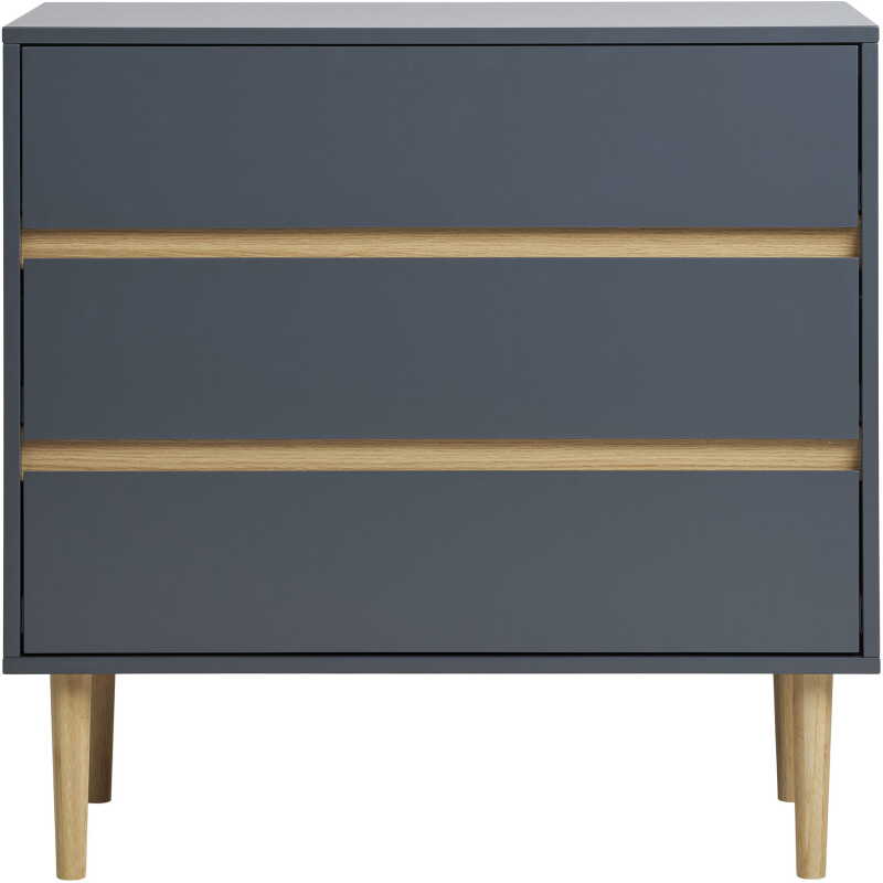 HOUSE NORDIC Bisley Byrå - Byrå, 3 lådor, målat trä, mörkgrå 80x40x80 cm