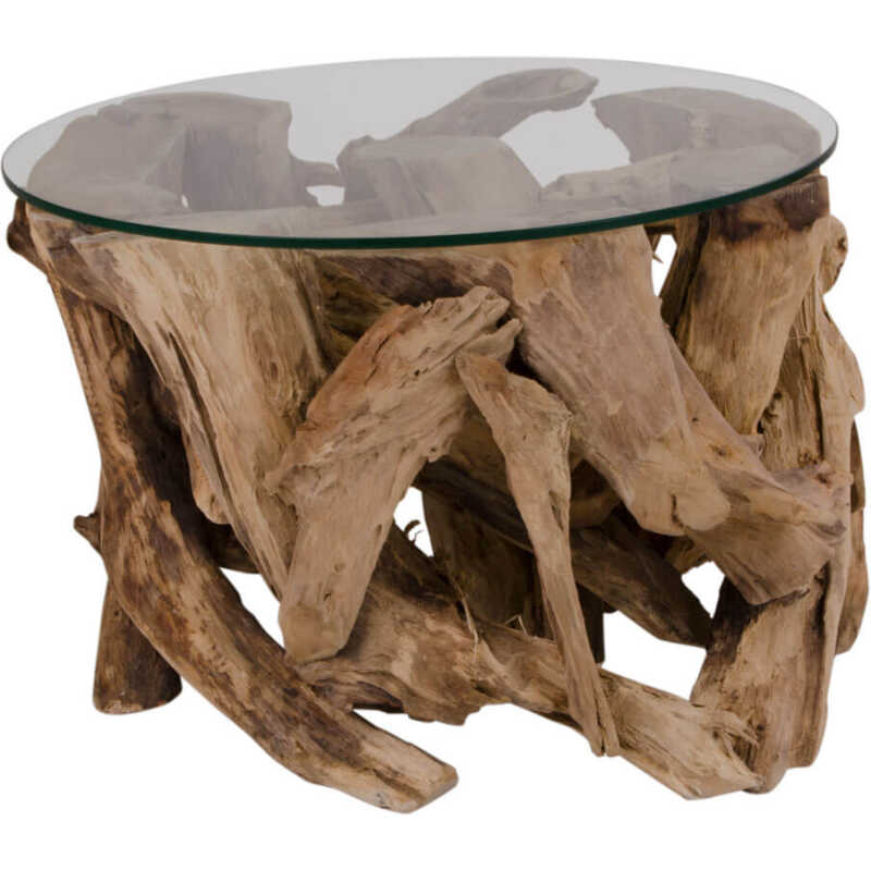 HOUSE NORDIC Grand Canyon Soffbord - Bordsskiva i Teak och Glas, Runt HOUSE NORDIC Grand Canyon Soffbord - Bordsskiva i Teak och Glas, Runt