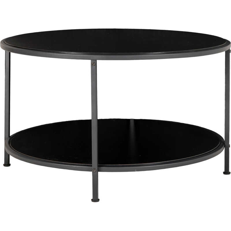 HOUSE NORDIC Vita soffbord, w. 1 hylla - svart melaminfolie och svart stål
