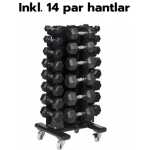 Hantelset Hexagon 1-20 kg par inkl. Hantelställ på hjul