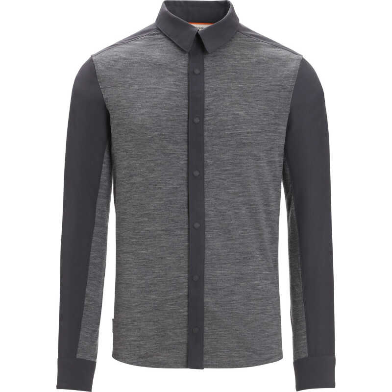 Icebreaker Men's Hike Long Sleeve Top Monsoon/Gritstone Heather/Cb Icebreaker Men's Hike Long Sleeve Top Monsoon/Gritstone Heather/Cb